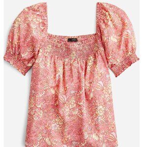 J. Crew Squareneck puff-sleeve cotton-blend voile top